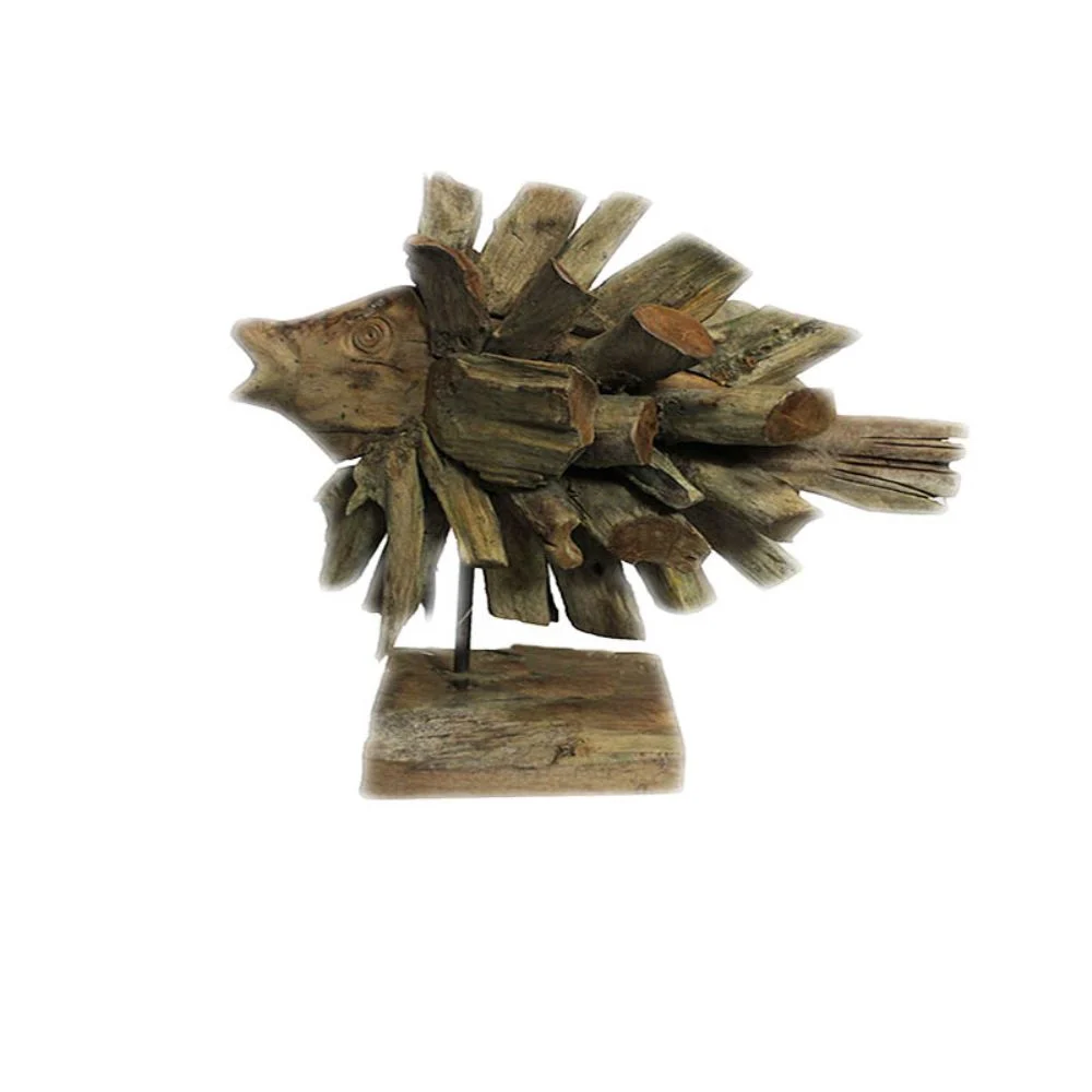 Impressive Wooden Fish Decoration on Stand Benzara