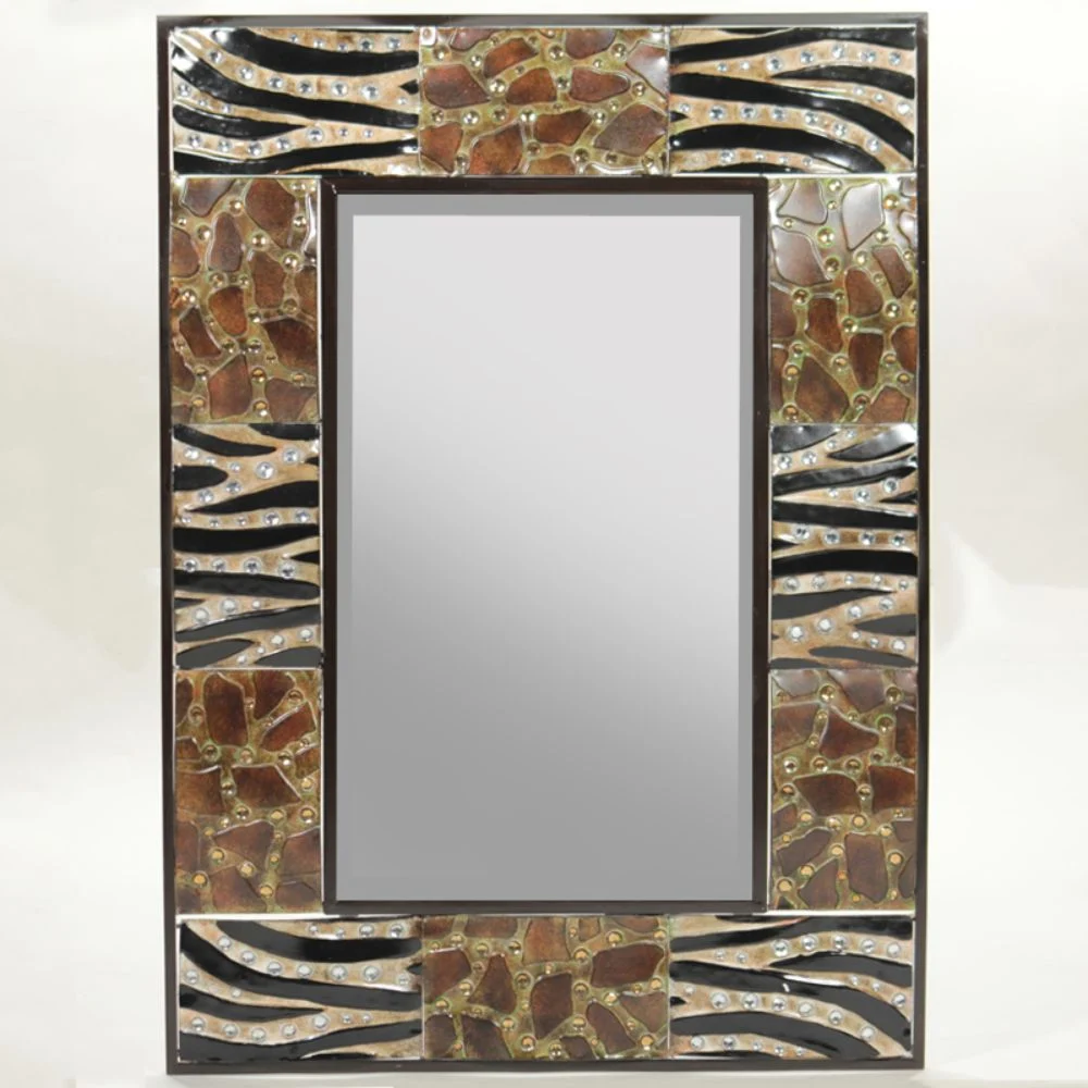 Appealing Animal Print Metal Mirror Benzara