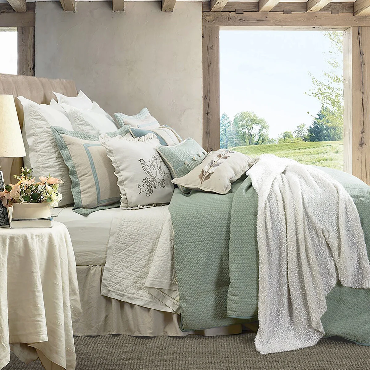 HiEnd Accents 4-PC Belmont Comforter Set Green, White