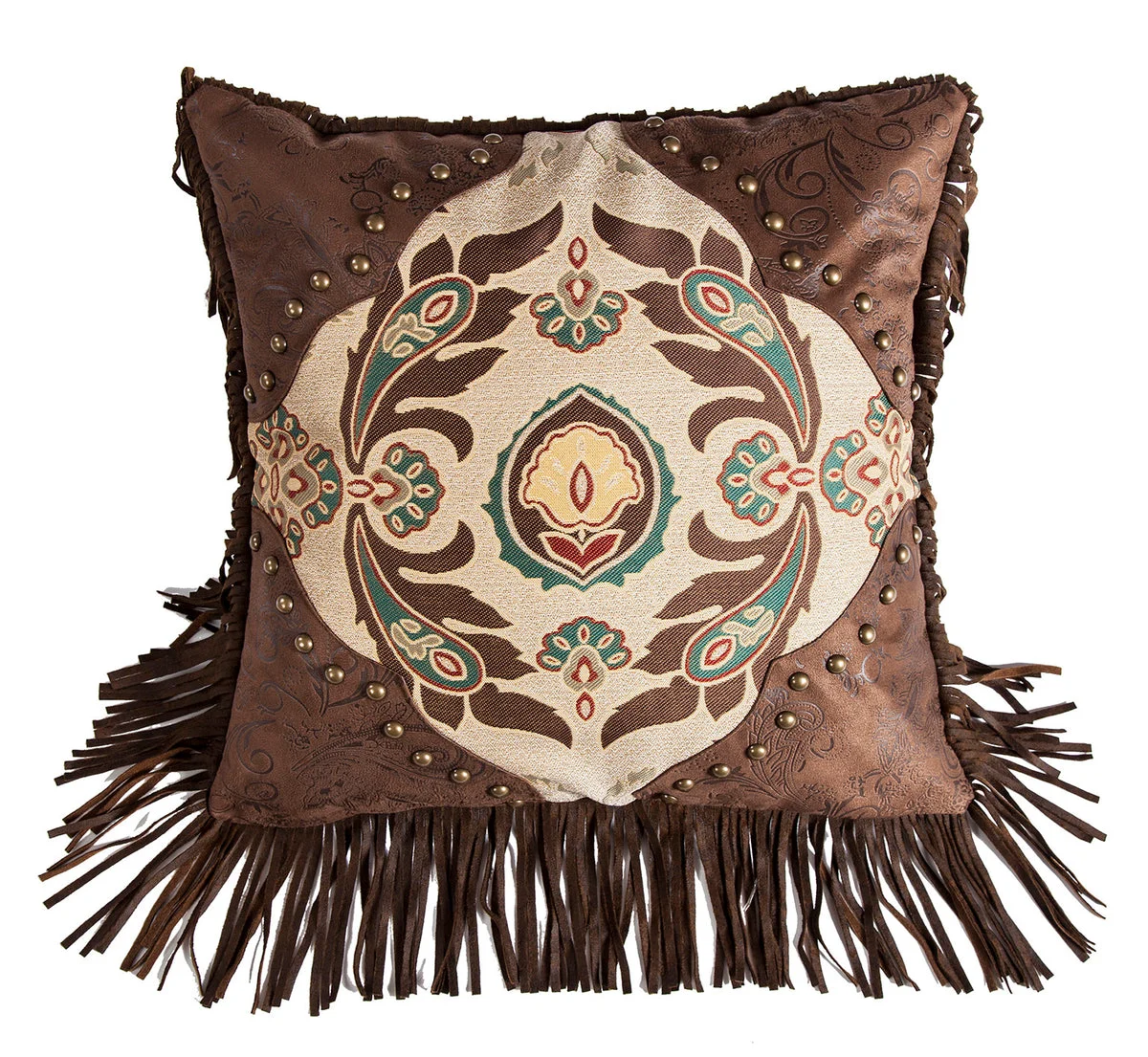 HiEnd Accents Western Style Pillow with Concho Detail