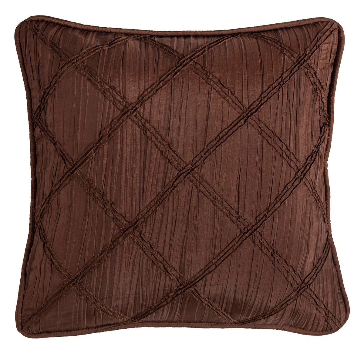 HiEnd Accents Loretta Batiste Throw Pillow with Ruching, Chocolate