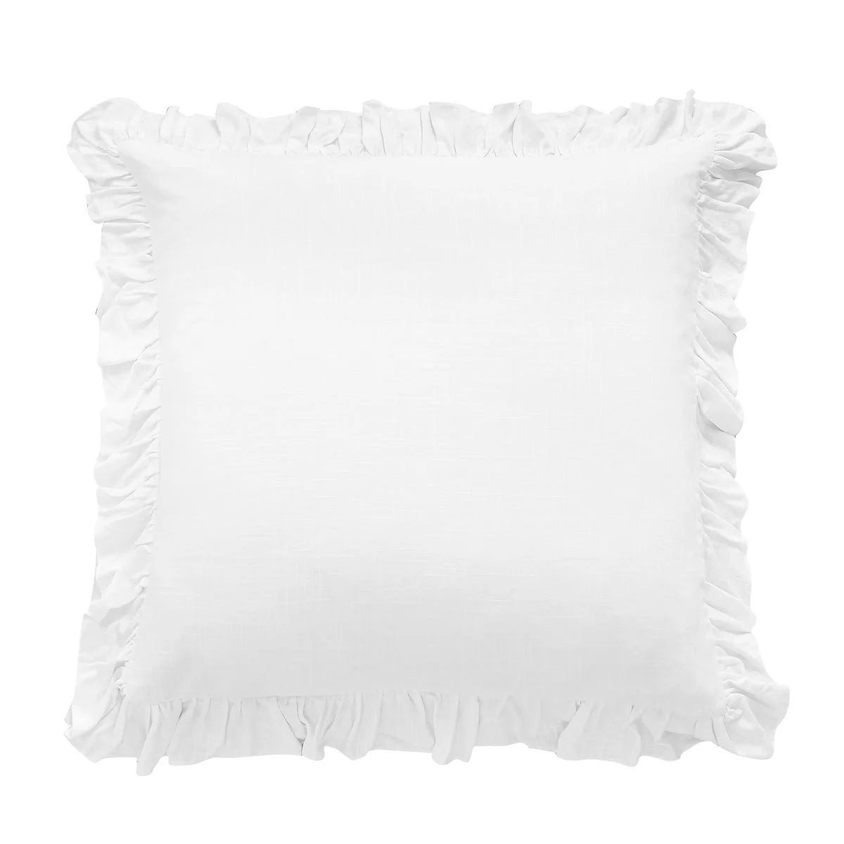 HiEnd Accents Washed Linen Ruffled Sham, White