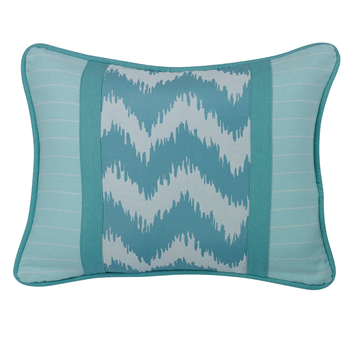 HiEnd Accents Chevron print pillow accented by blue stripes