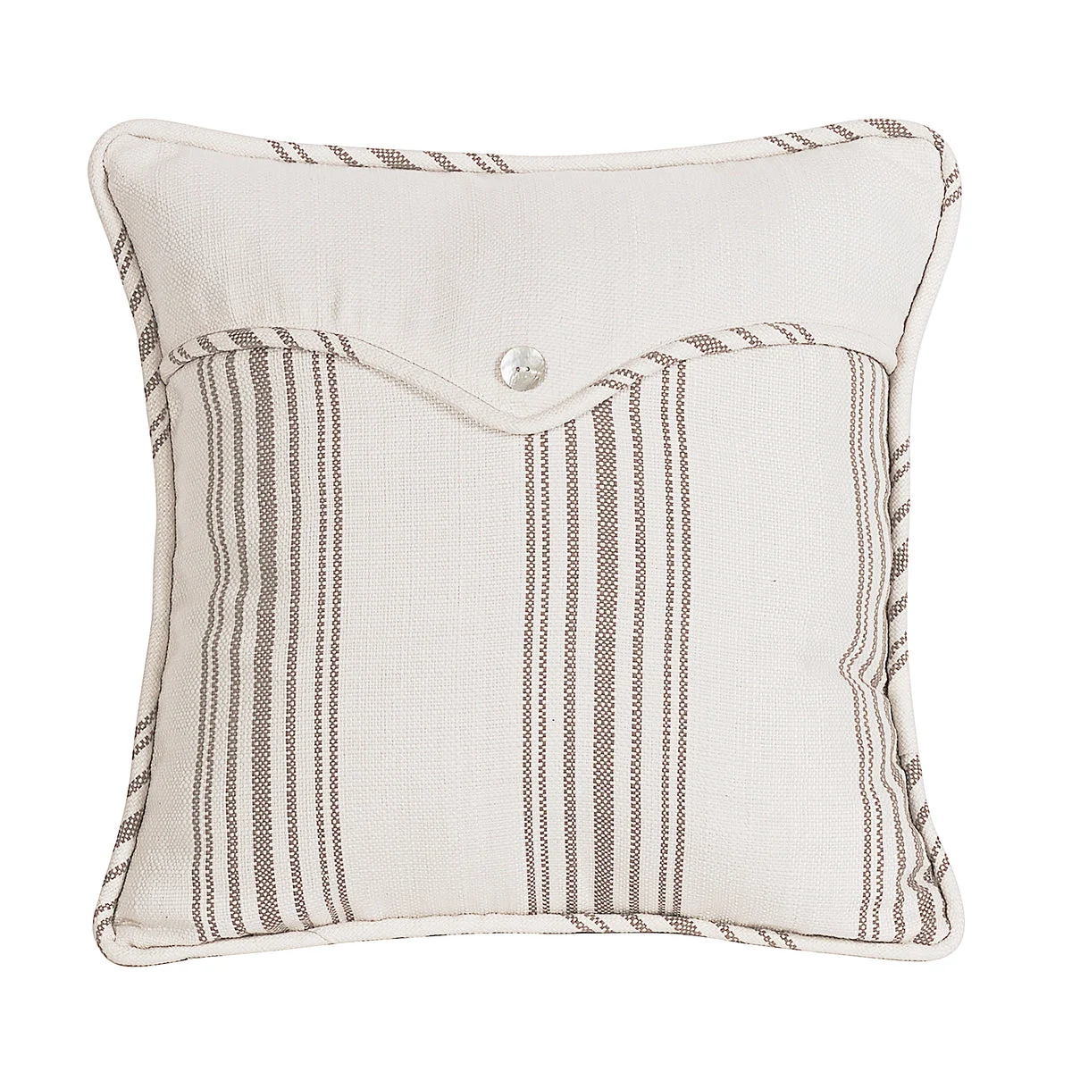 HiEnd Accents Linen weave envelope pillow-with stripe and Pearlized Button Detail