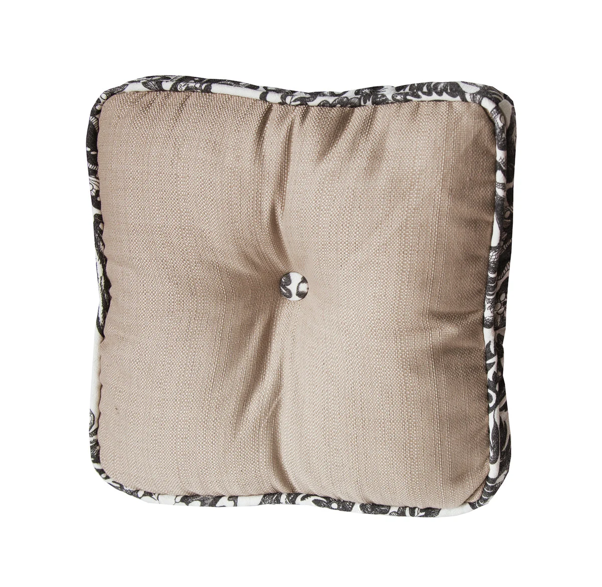 HiEnd Accents Buttoned Boxed Pillow with Toile Piping Detail