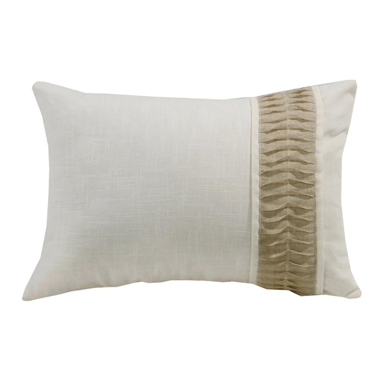HiEnd Accents White Linen Pillow with Rouching Detail