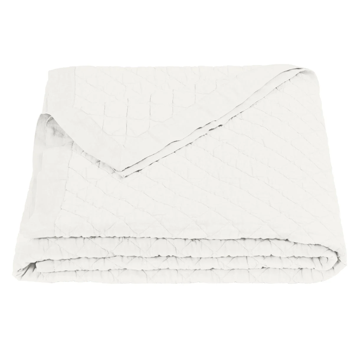 HiEnd Accents Diamond Pattern Linen Quilt, Twin, Vintage White
