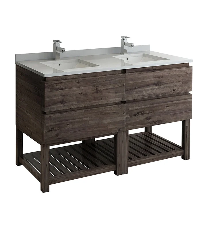 Fresca Formosa 58`` Floor Standing Open Bottom Double Sink Modern Bathroom Cabinet