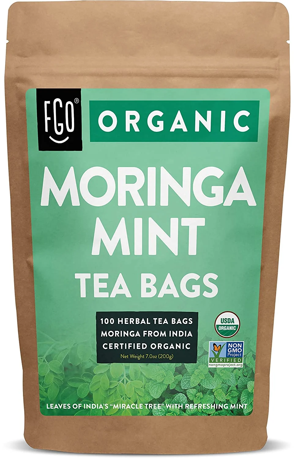FGO Moringa Mint Tea Bags 100 Bags