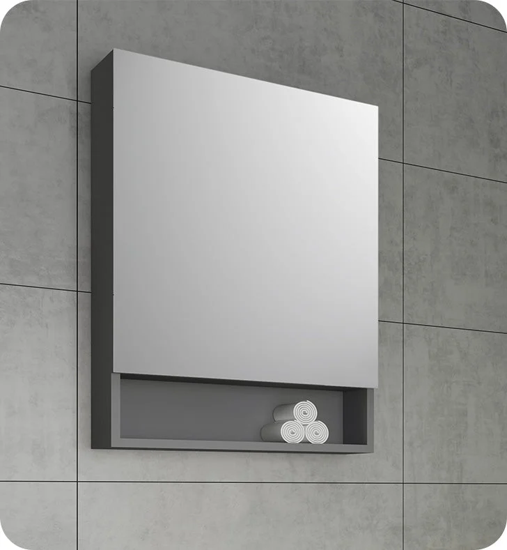 Fresca 24`` Gray Bathroom Medicine Cabinet w/ Small Bottom Shelf