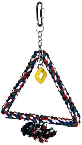 Featherland Paradise Hanging Bird Swing, Cotton Rope Wrapped, Pyramid, Small