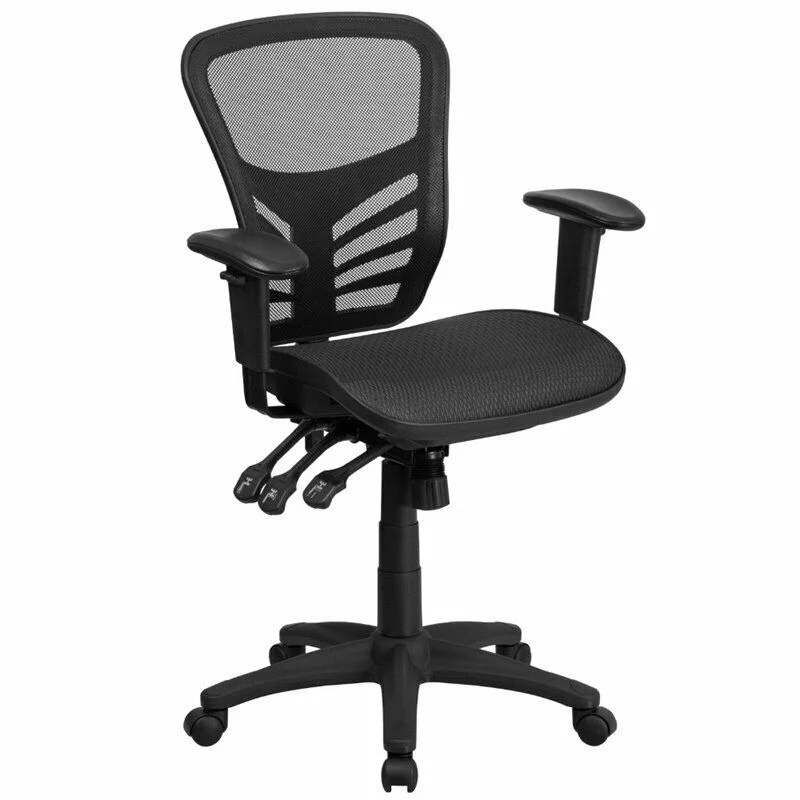Flash Furniture HL0001 Width Big and Tall Black Mesh Ergonomic Chair with Swivel Seat