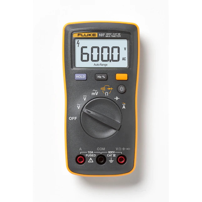 Fluke 107 AC/DC Current Handheld Digital Multimeter, 600-Volt (Battery Included)