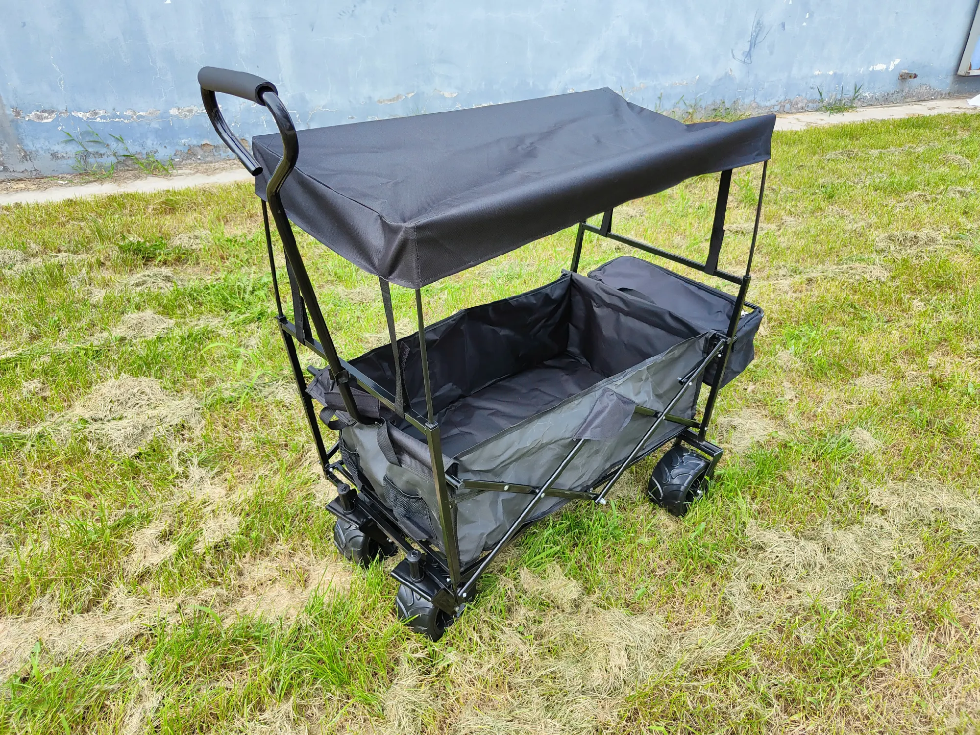 Folding Wagon Garden Shopping Beach Cart (Black) 32.28″ x 16.93″ x 9.8″