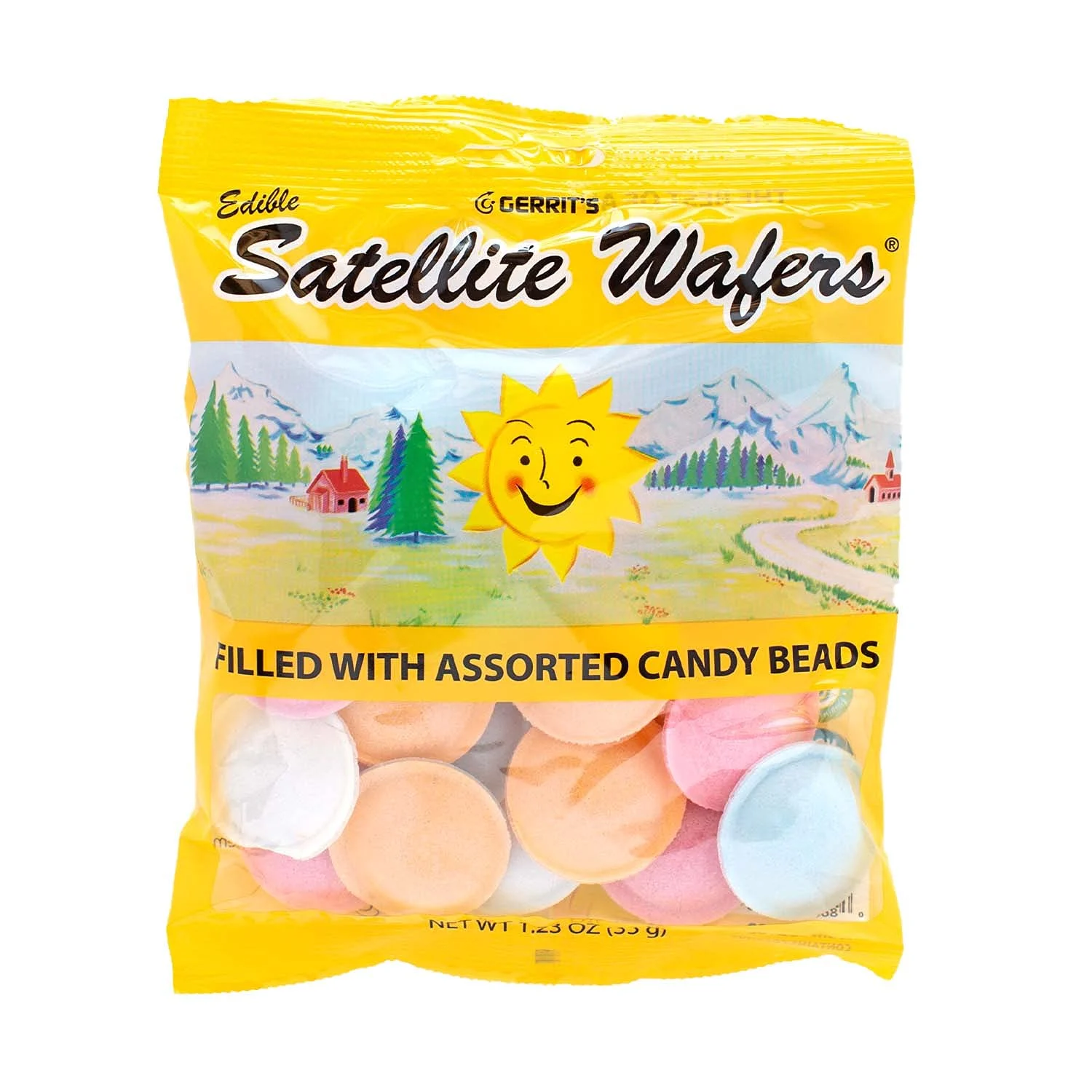 Gerrit’s Satellite Wafers, Original with Candy Beads, 1.23oz Bags (Pack of 12)
