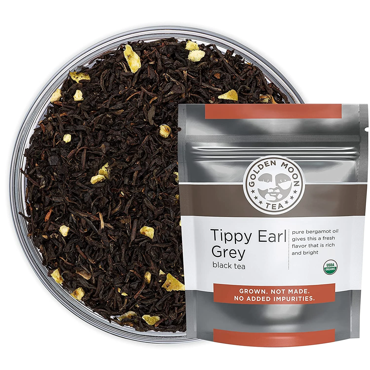 Golden Moon Tippy Earl Gray Tea, Organic Black Tea, 8 Ounce (Pack of 1)