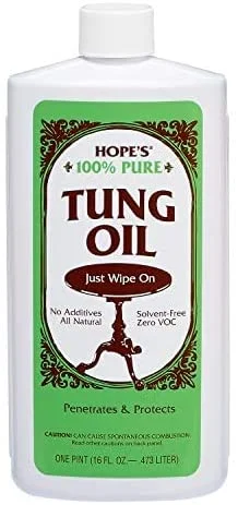 HOPE’S Pure Tung Oil, Waterproof Natural Wood Finish and Sealer, 16 Fl Oz