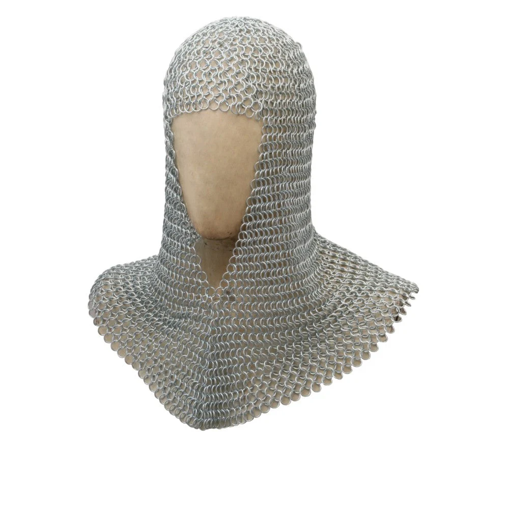 Benzara Metal Chain Mail Coif Medieval Armor, Silver