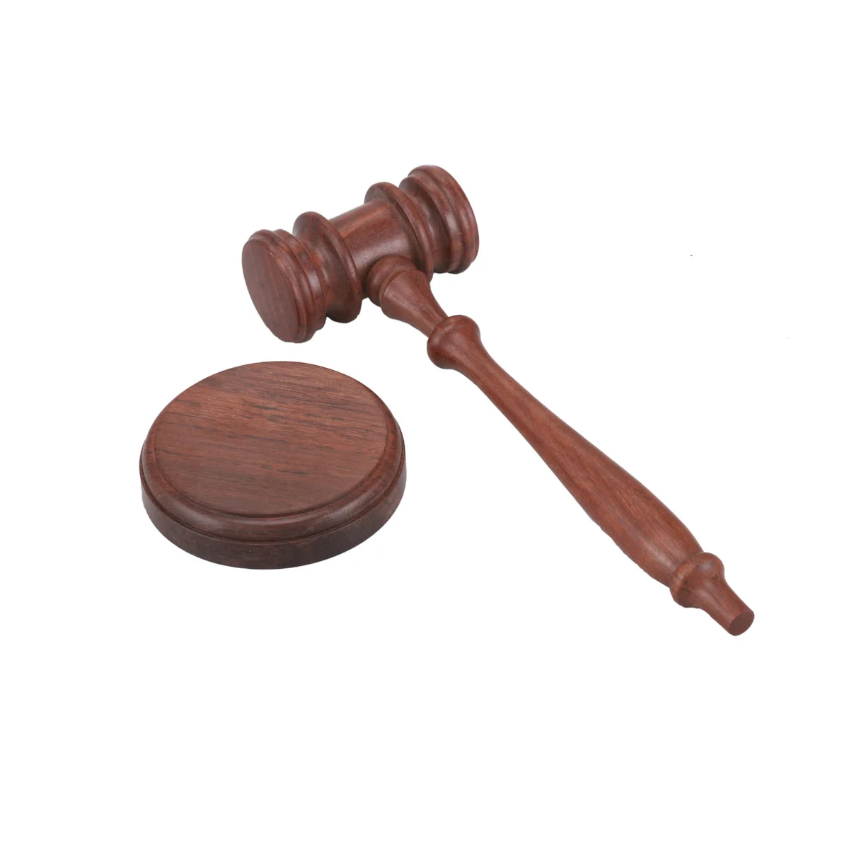 Benzara Handcrafted Wooden Gavel and Round Block Set, Brown