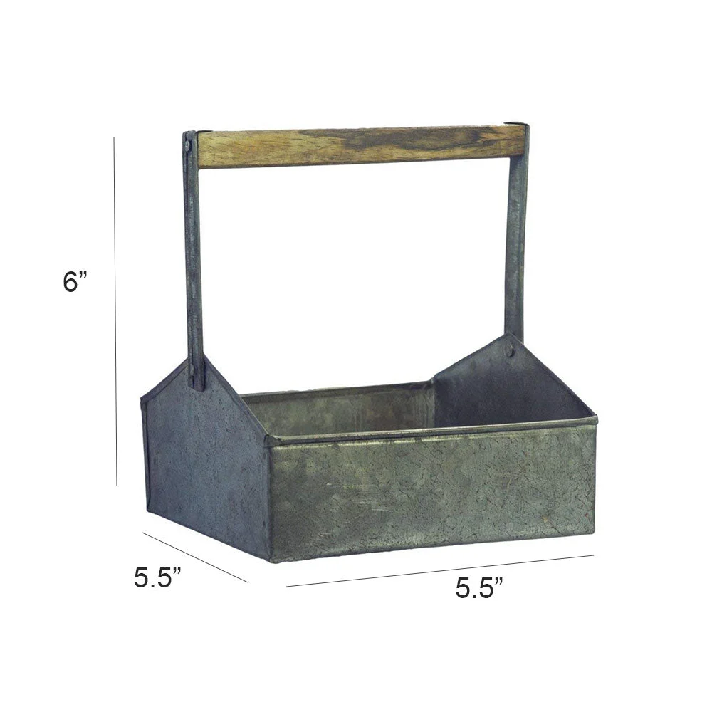 Benzara Galvanized Metal Beverage Napkin Caddy Organizer, Gray