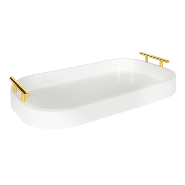 Kate and Laurel  10-in x 18-in White Decorative Tray, Decorative Accent with Rounded Edges