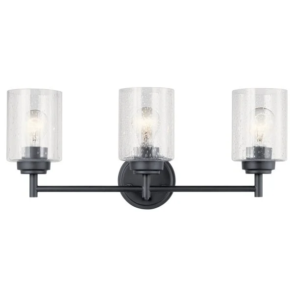Kichler 45886BK Winslow 21.5-in 3-Light Black Modern/Contemporary Vanity Light (Black)