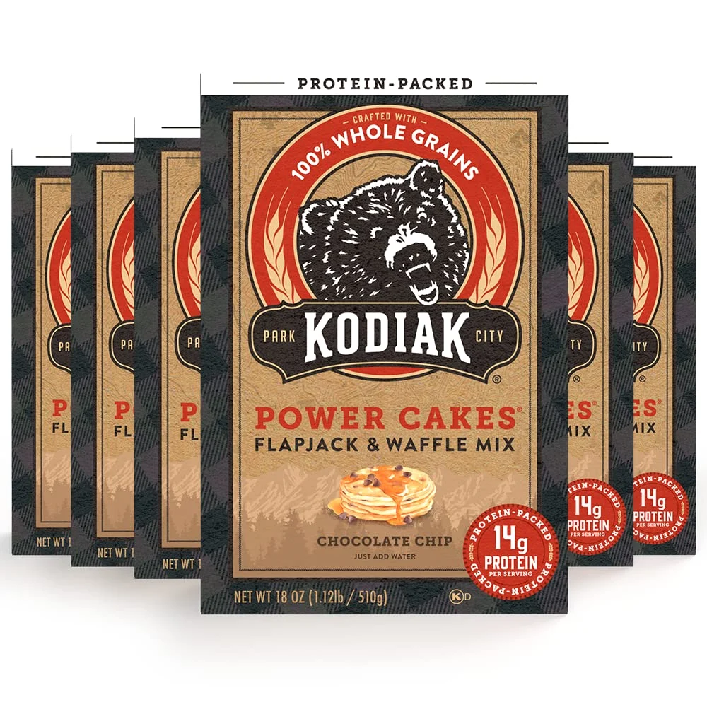 Kodiak Cakes Protein Pancake Power Cakes, Chocolate Chip, 18 Ounce (Pack of 6)