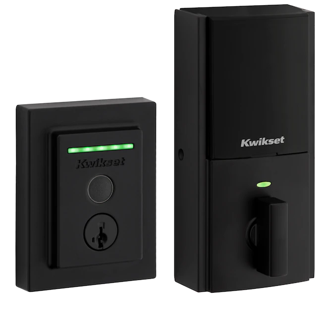 Kwikset Halo Touch Contemporary Square Wi-Fi Fingerprint Smart Lock No Hub Required featuring SmartKey Security in Matte Black (99590-004)