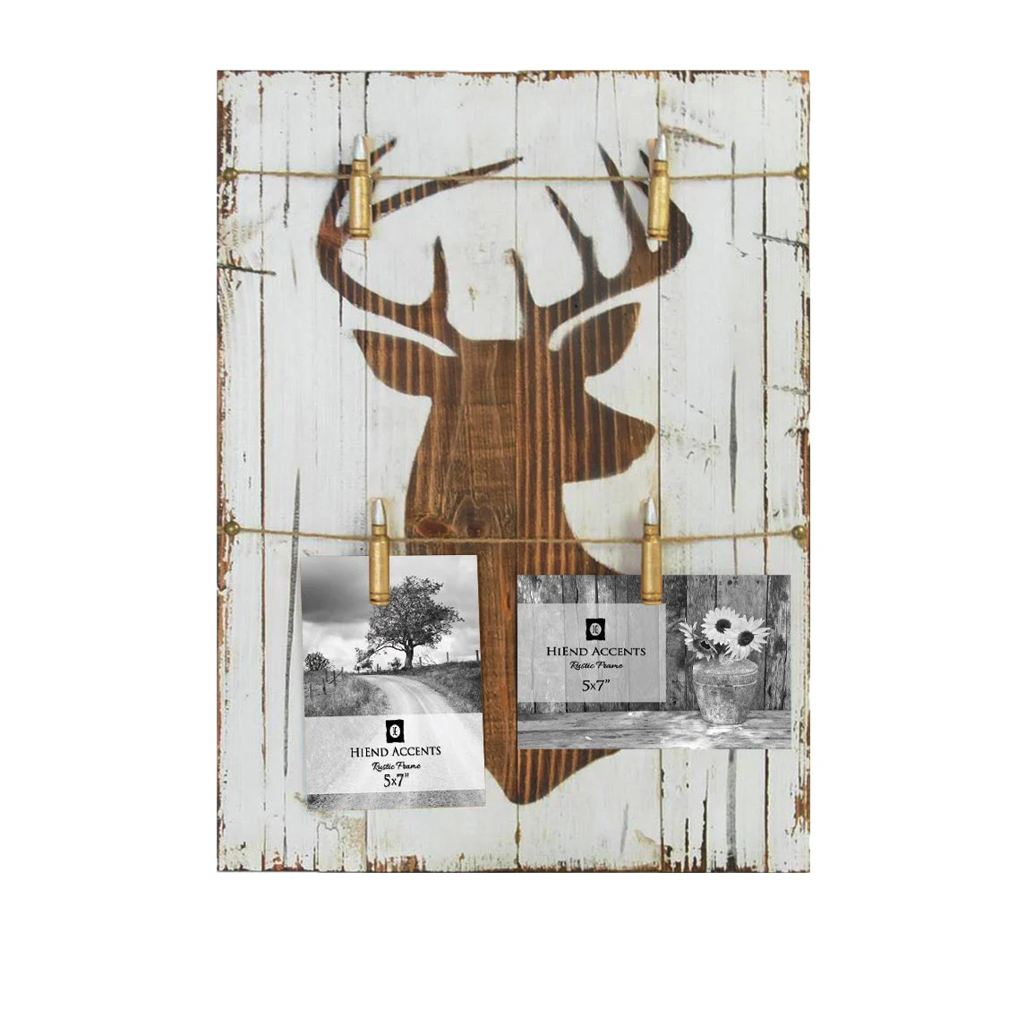 HiEnd Accents Wooden Picture Holder with Deer Bust