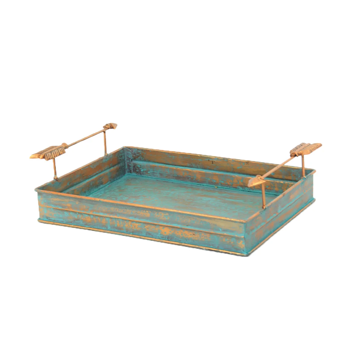 HiEnd Accents Turquoise Patina Tray with Arrow Design