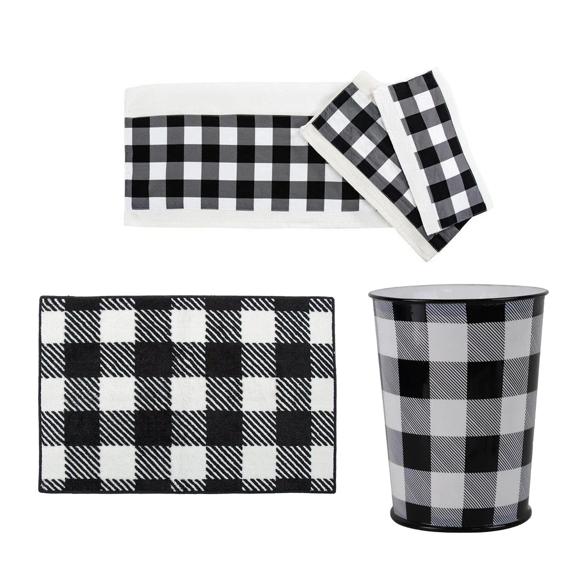 HiEnd Accents Camille Buffalo Check 5 PC Bath Accessary and Towel Set