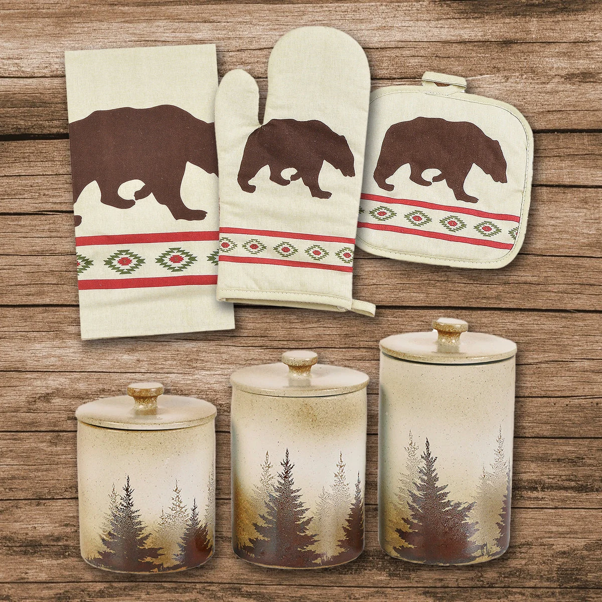 HiEnd Accents Aztec Bear Print and Clearwater Pines 12 PC Set