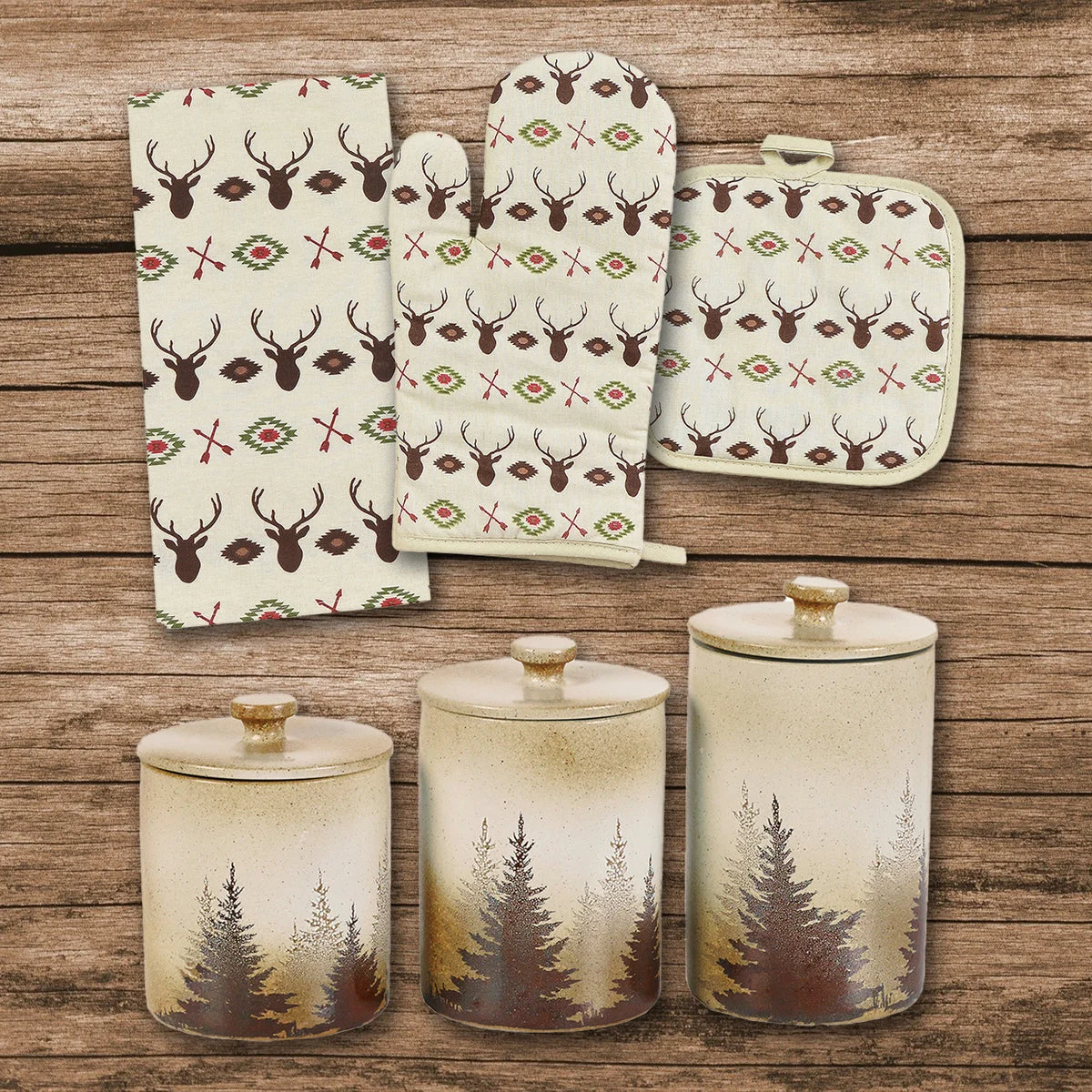 HiEnd Accents Aztec Multi Deer Print and Clearwater Pines 12 PC Set