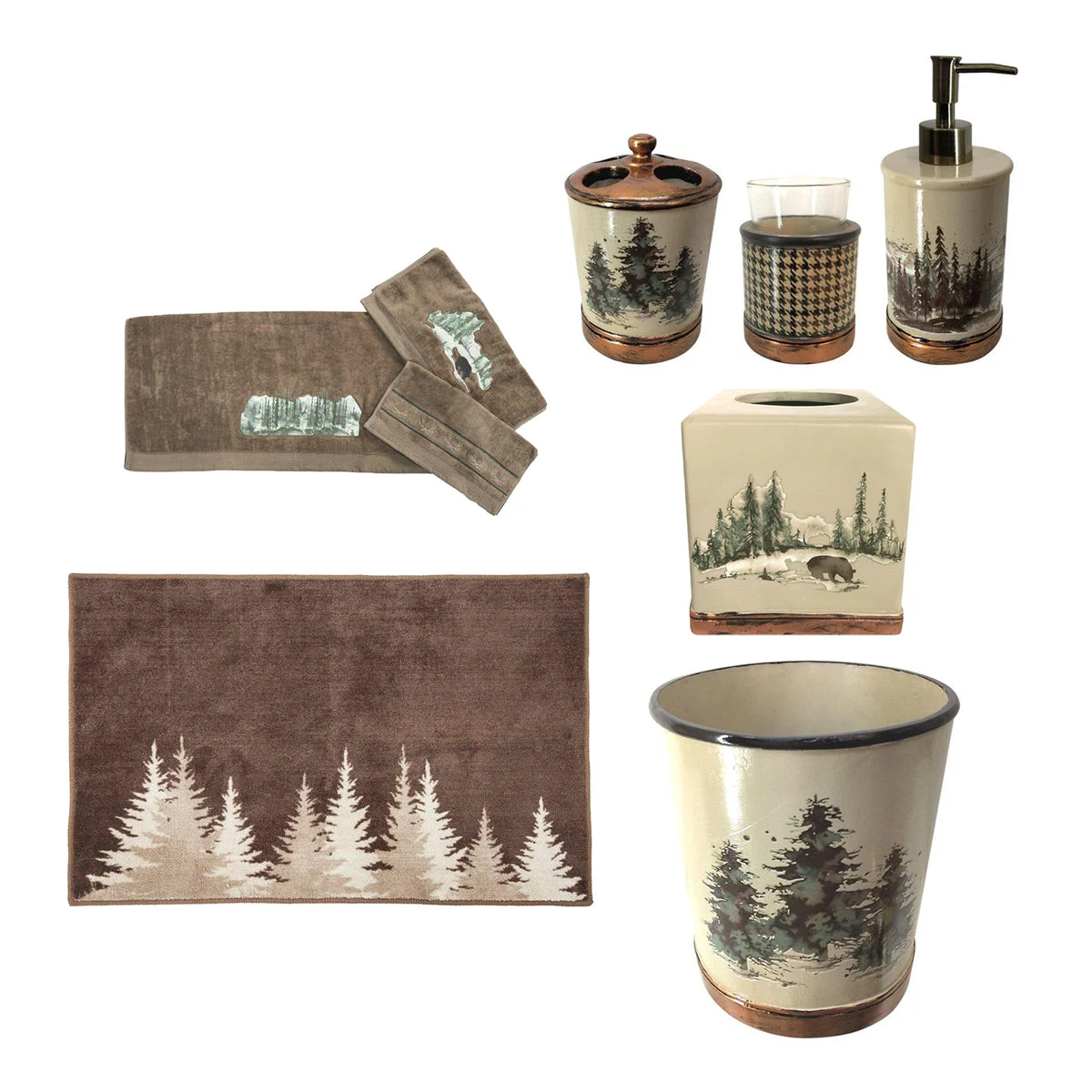 HiEnd Accents Joshua 9 PC Bath Accessary and Mocha Towel Set