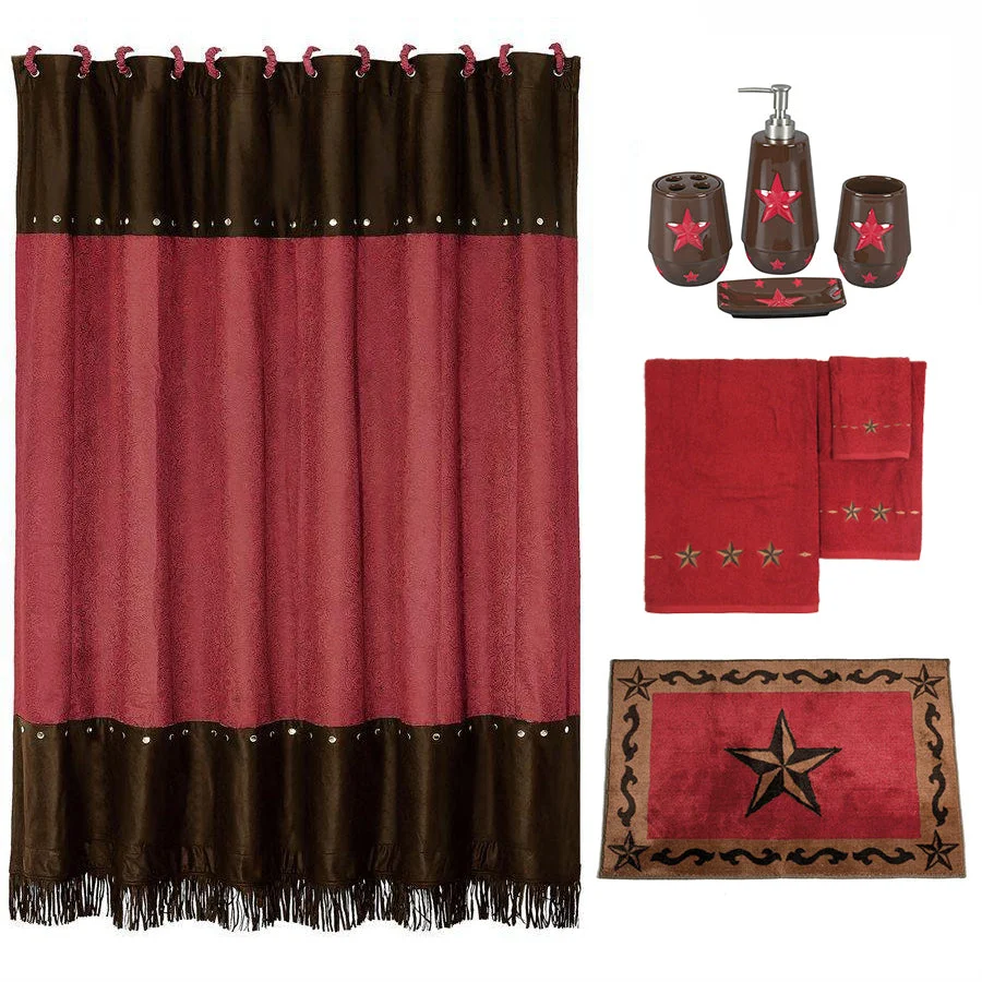 HiEnd Accents Red Star 9 PC Bath Accessary and Towel Set