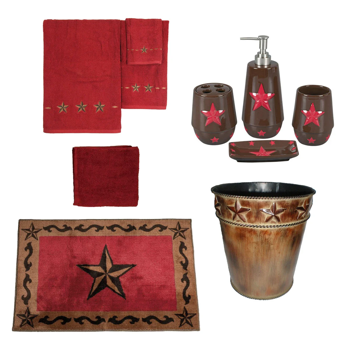 HiEnd Accents Red Star 13 PC Bath Accessary and Towel Set