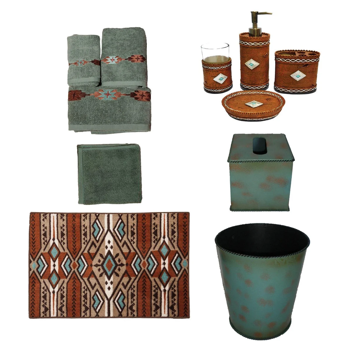 HiEnd Accents Navajo 14-PC Bath Accessary and Turquoise Towel Set