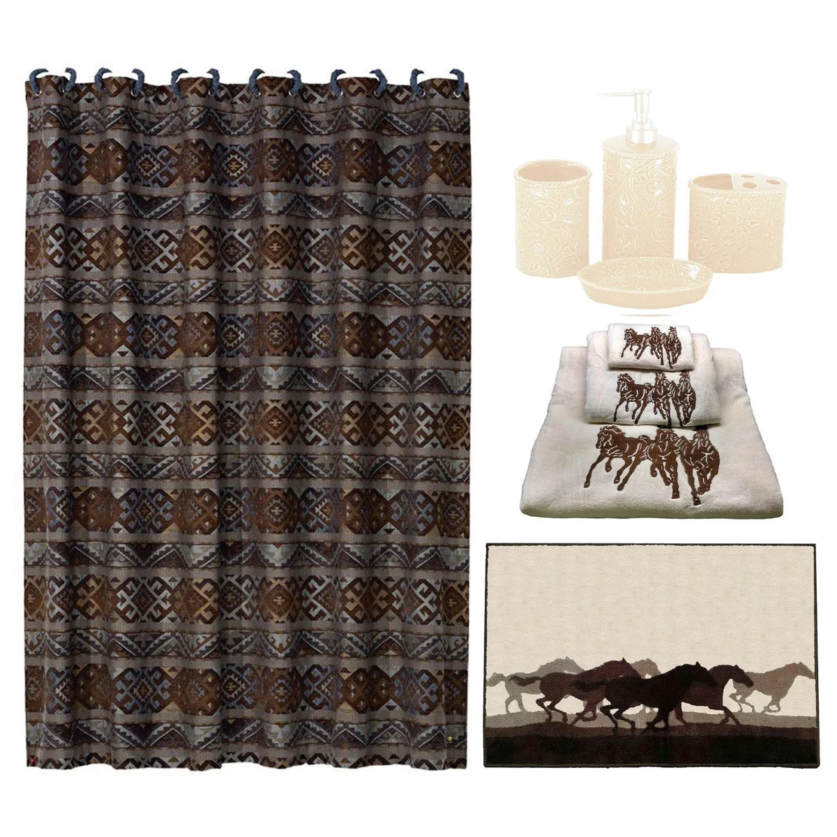 HiEnd Accents Cream Savannah 9 PC Bath Accessary and Barbwire Towel Set
