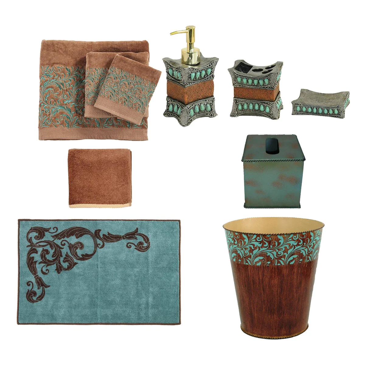HiEnd Accents Turquoise 13 PC Bath Accessary and Wyatt Towel Set