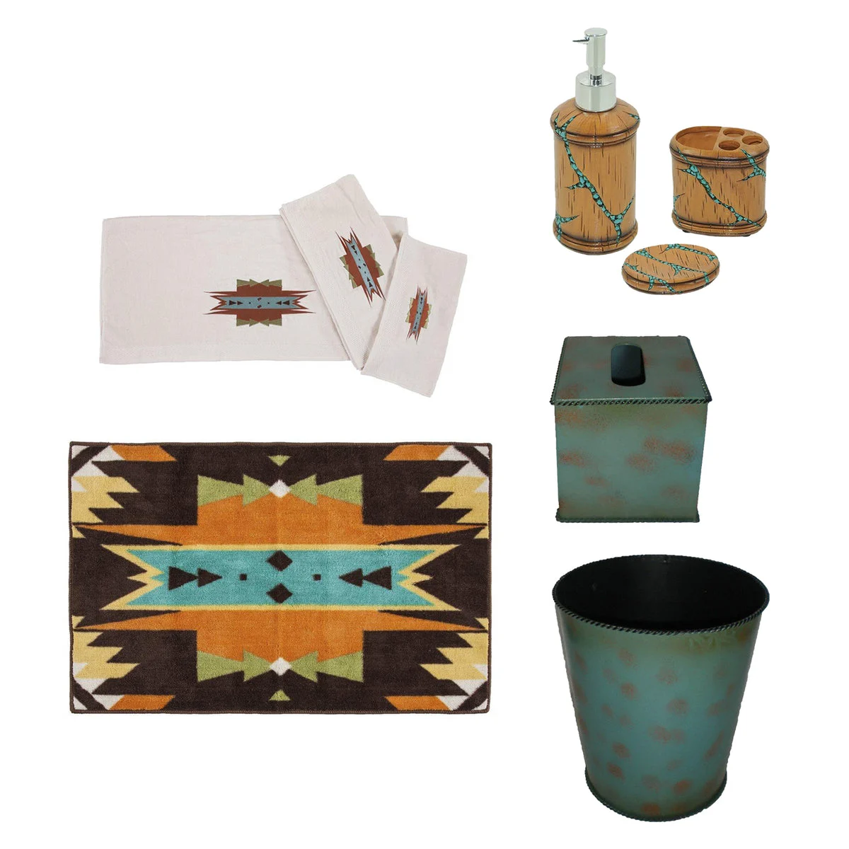 HiEnd Accents Turquoise Inlay 10-PC Bath Accessary and Mesa Towel Set
