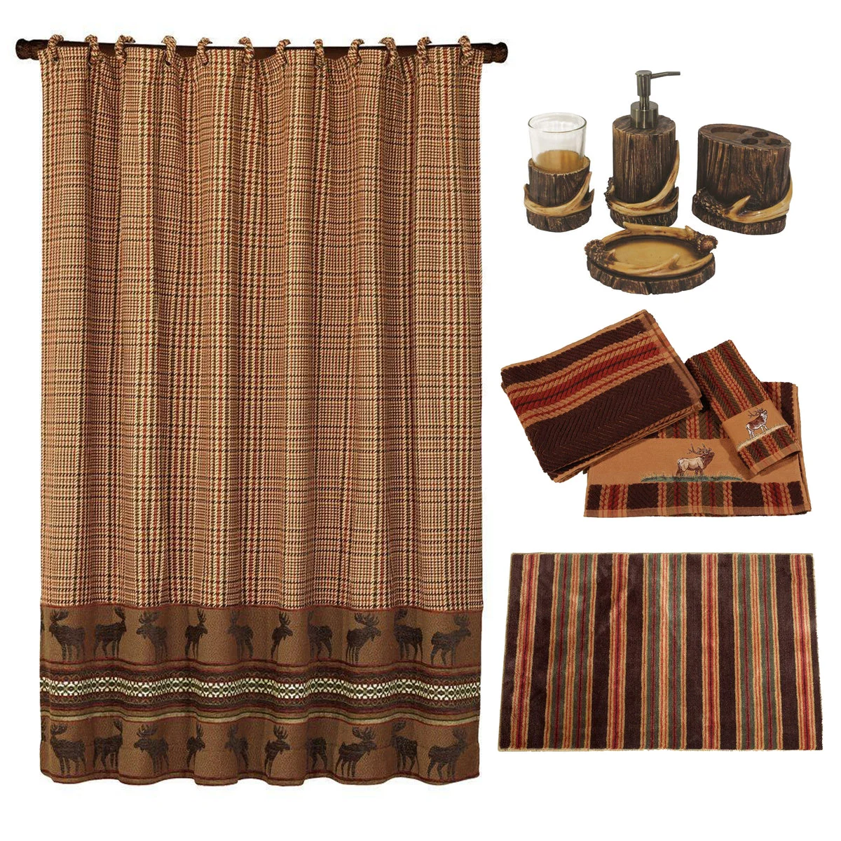 HiEnd Accents Antler 9 PC Bath Accessary and Elk Towel Set