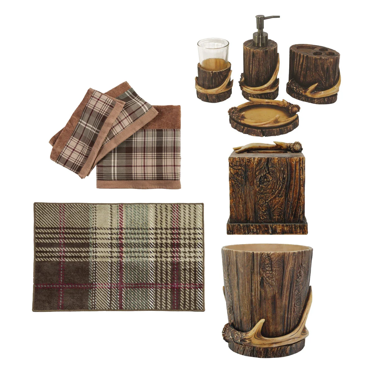 HiEnd Accents Antler 10 PC Bath Accessary and Forest Pines Towel Set