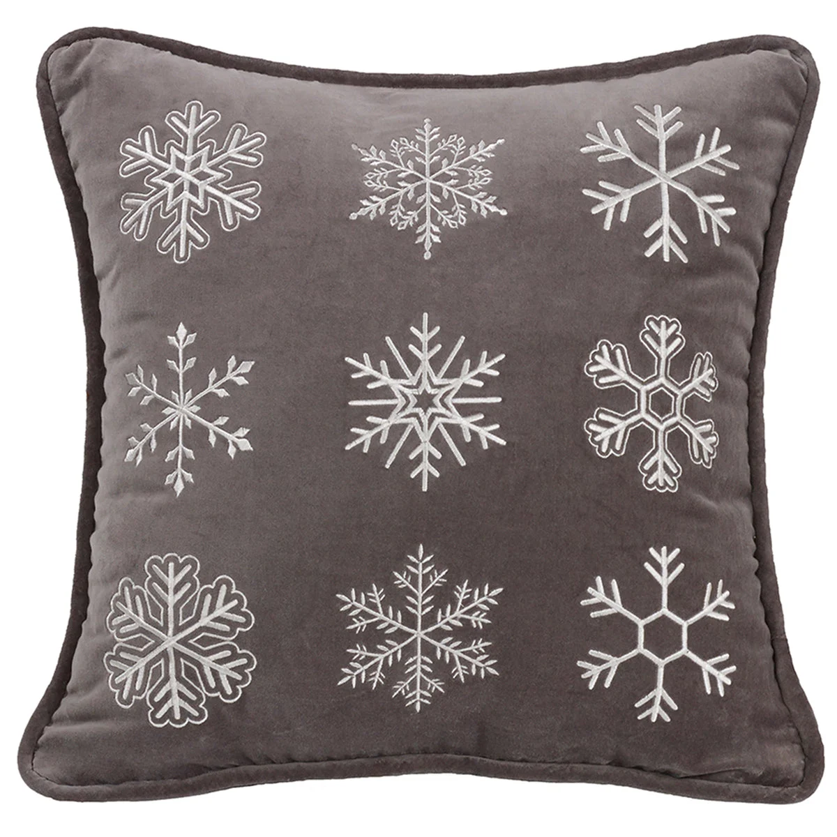 HiEnd Accents Square Embroidered Snowflake Pillow