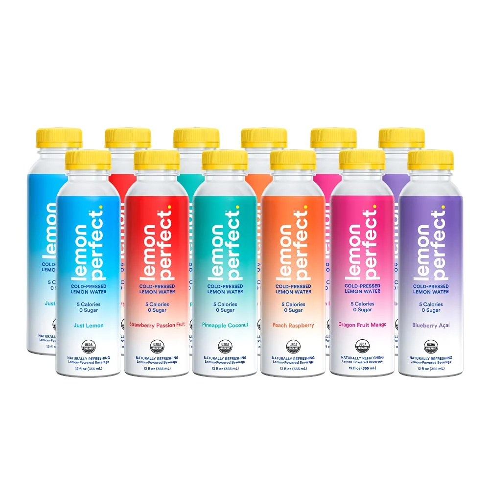 Lemon Perfect – Organic Cold-Pressed Lemon Water – Squeezed from Real Fruit, Flavored Water, Sugar-Free, Keto Certified, No Artificial Ingredients – 6-Flavor Variety Pack (12-pack)