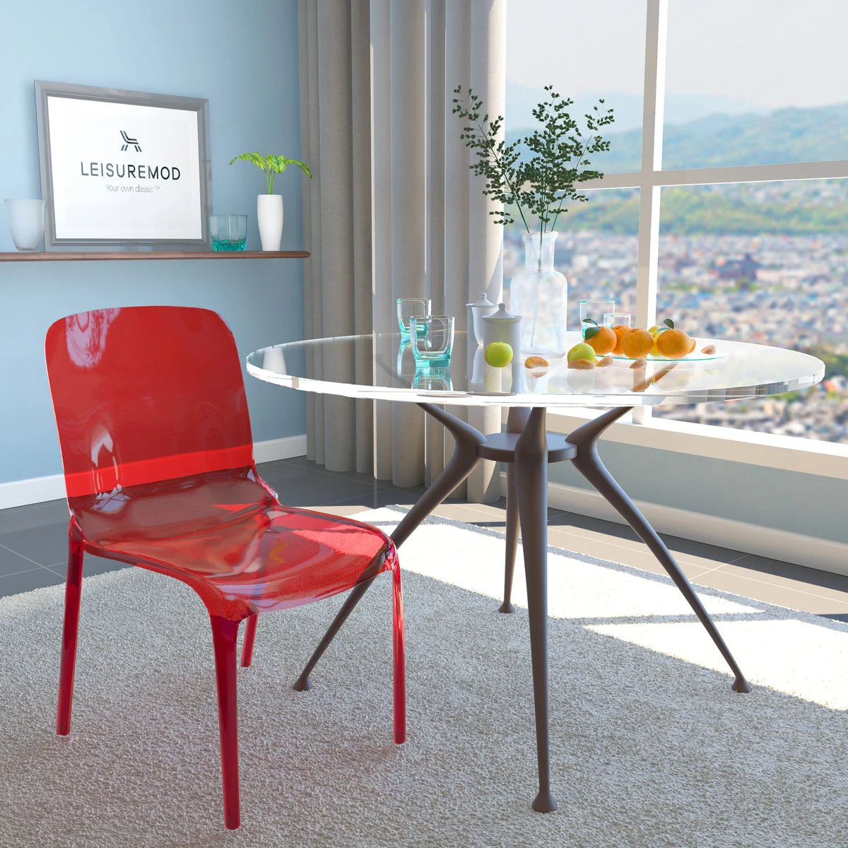 LeisureMod Murray Modern Dining Chair Red