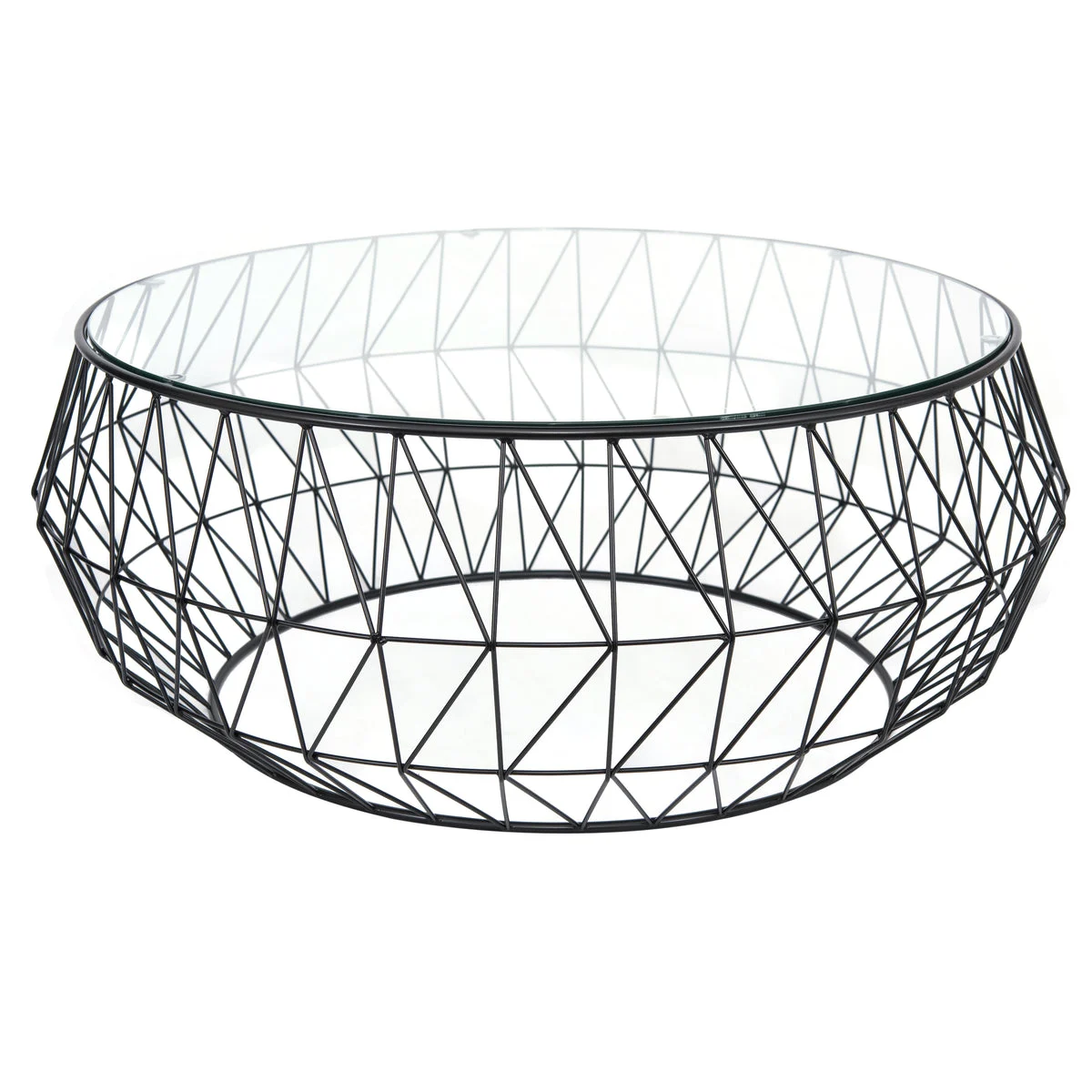 LeisureMod Malibu Modern Round Glass Top Coffee Table With Chrome Base