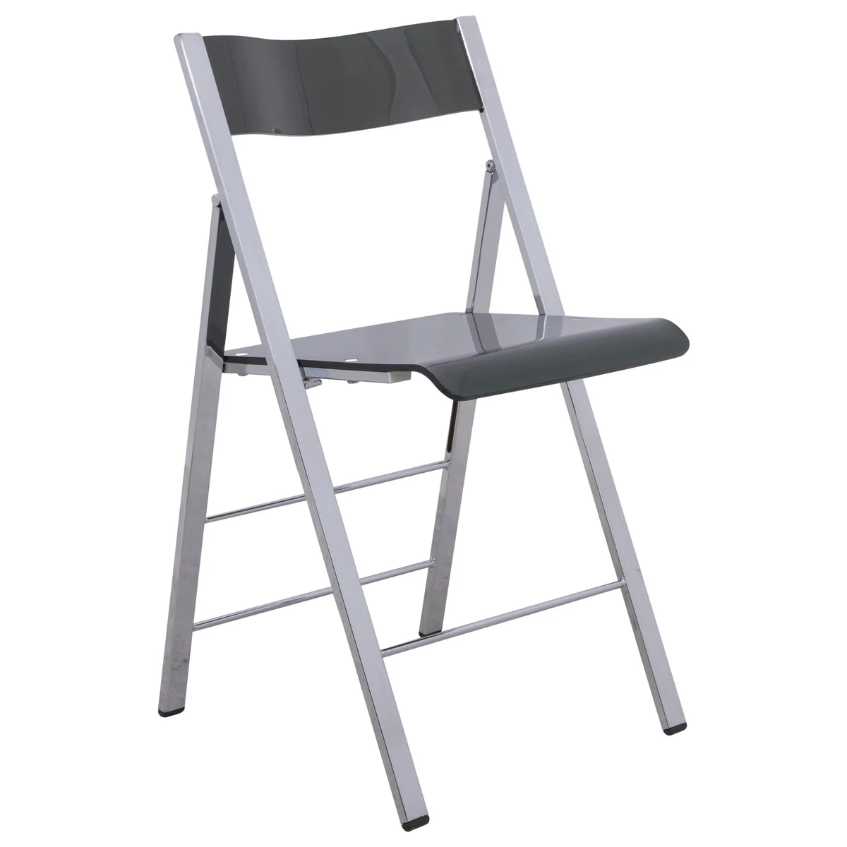 LeisureMod Menno Modern Acrylic Folding Chair Transparent Black