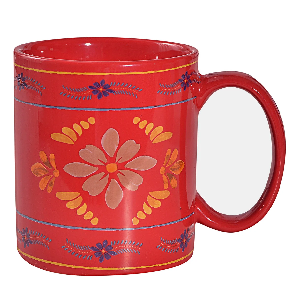 HiEnd Accents Bonita Mugs, Turquoise, 4 PC Red