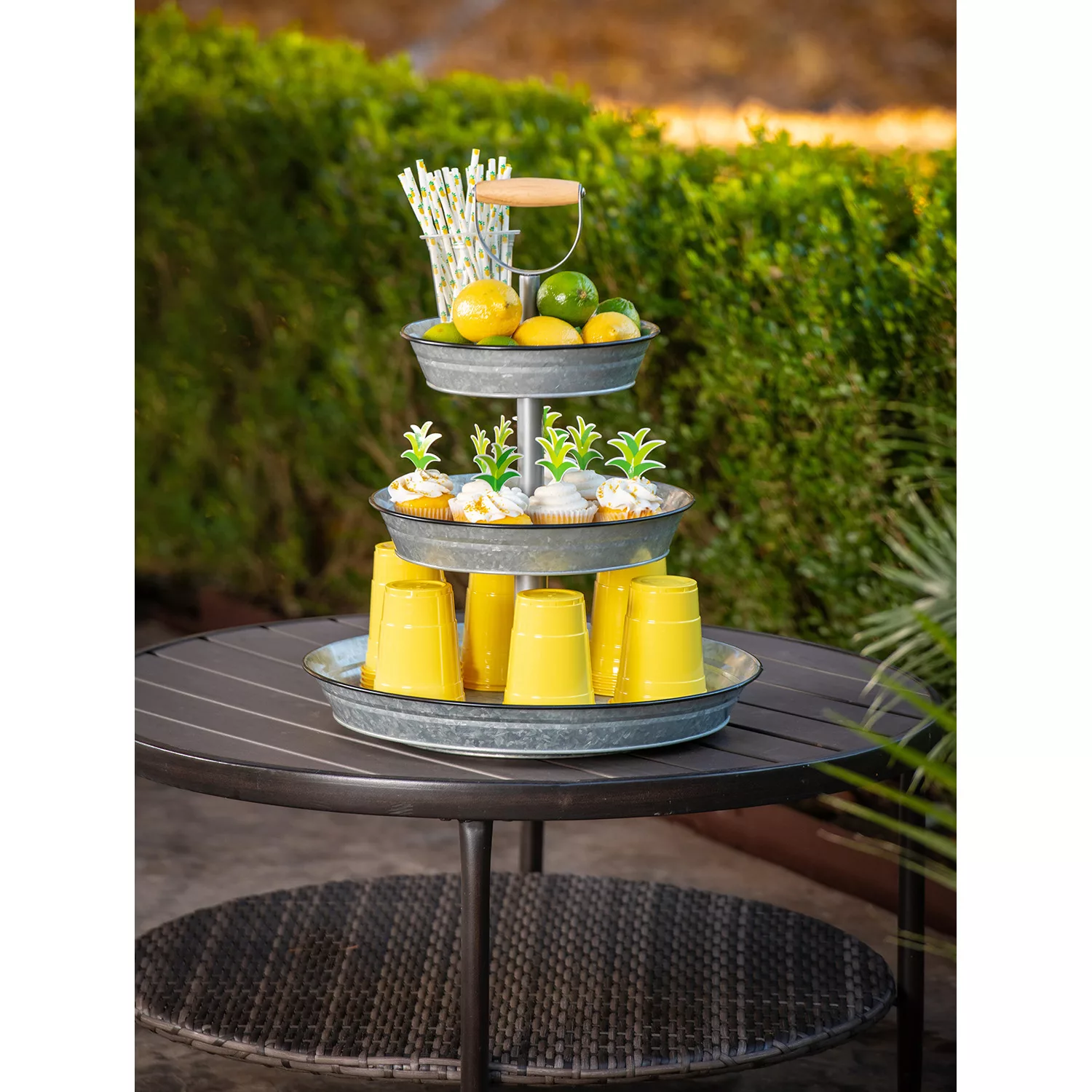Member’s Mark 3-Tier Galvanized Stand ,Serving Tray – Rustic Kitchen Tiered Tray Decor, Cupcake Stand
