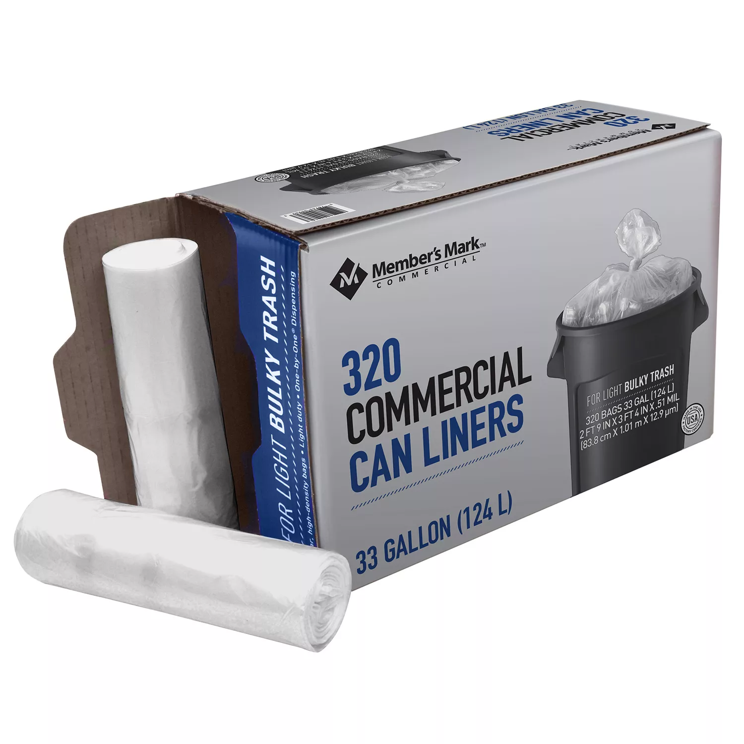 Member’s Mark 33 Gallon Commercial Trash Bags (16 rolls of 20 ct., total 320 ct.)